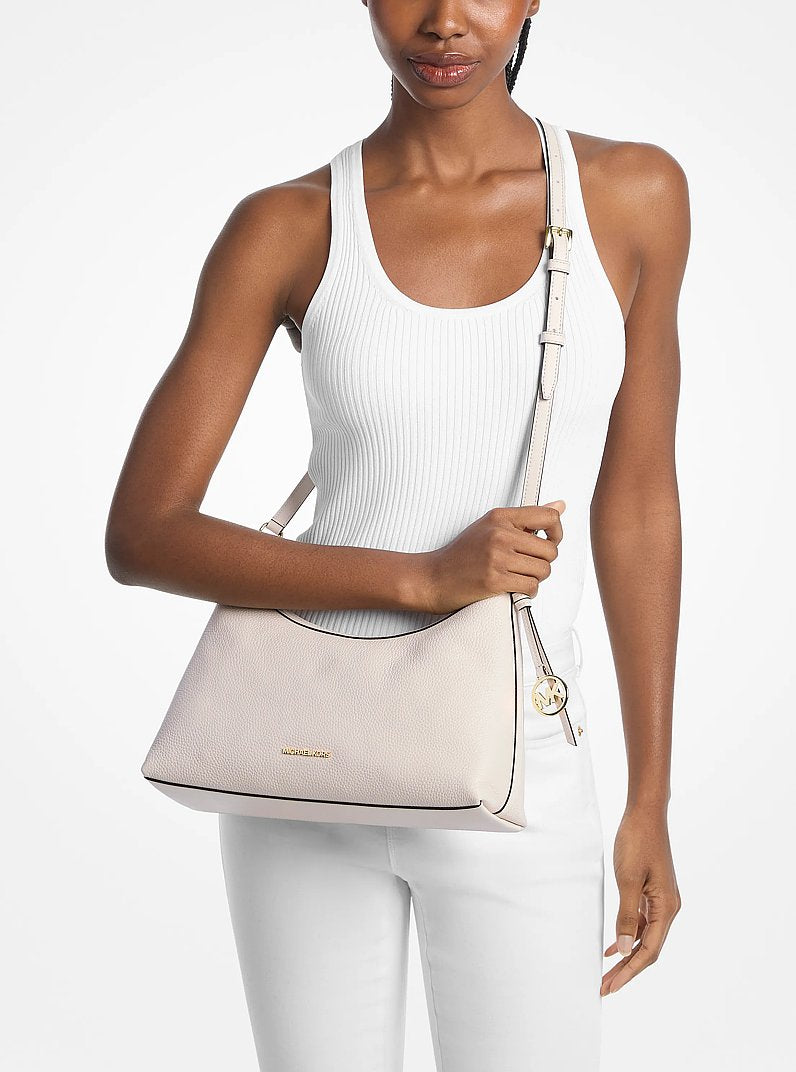 Michael Kors Sammy Medium Pebbled Leather Convertible Shoulder Bag Lt Cream