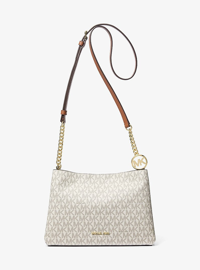 Michael Kors Christina Small Signature Logo Crossbody Bag Vanilla