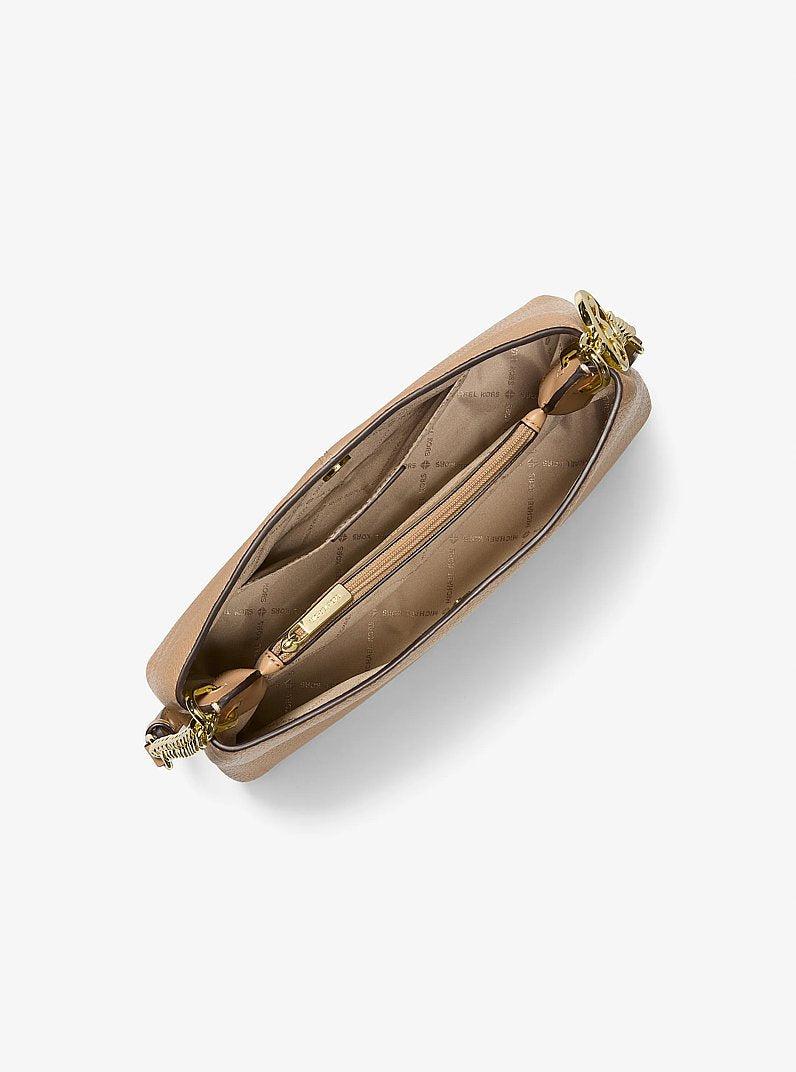 Michael Kors Christina Small Pebbled Leather Crossbody Bag Camel