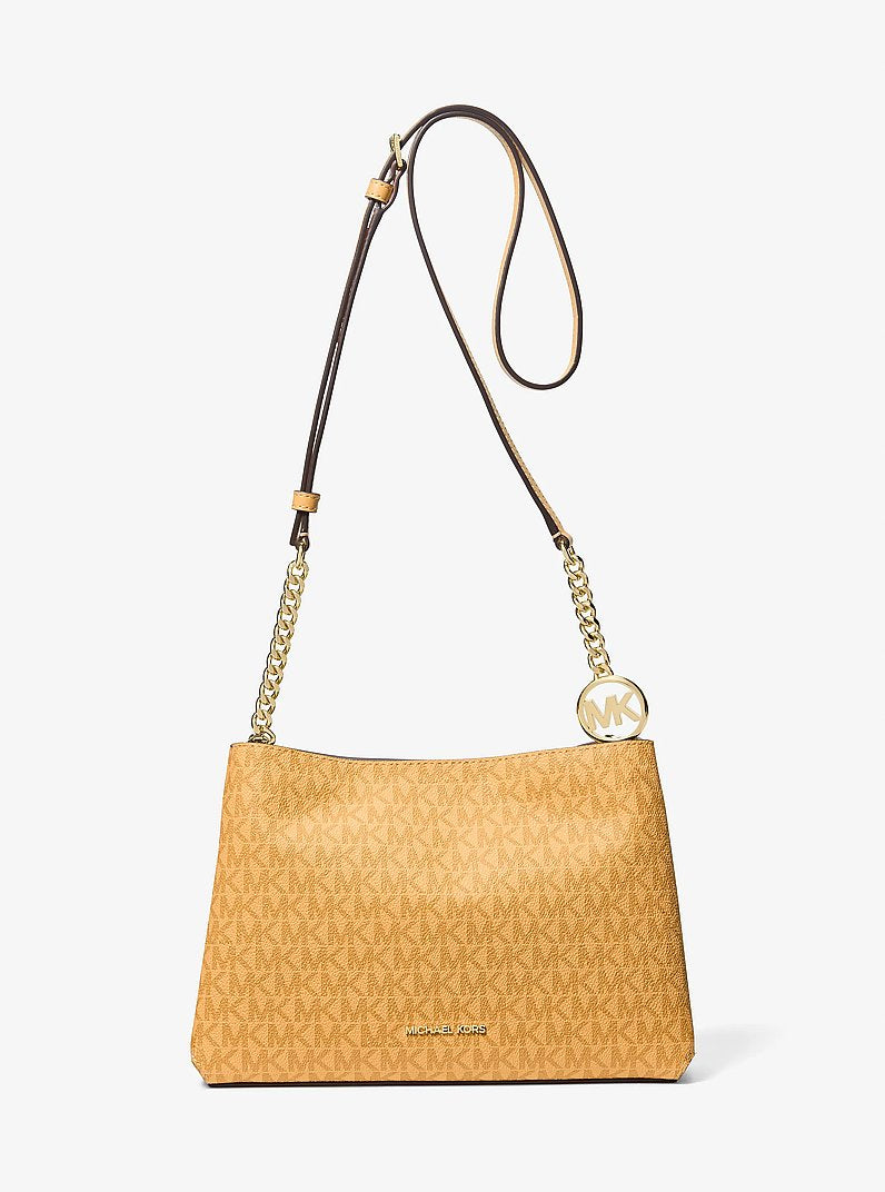 Michael Kors Christina Small Signature Logo Crossbody Bag Honeywheat