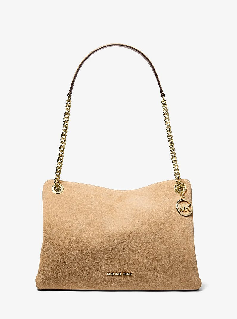 Michael Kors Christina Medium Suede Messenger Bag Camel