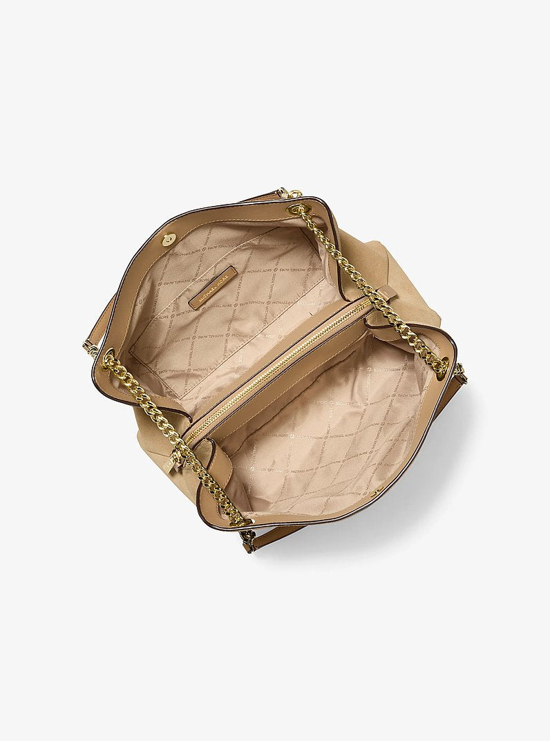 Michael Kors Christina Medium Suede Messenger Bag Camel