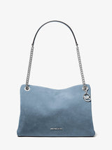 Michael Kors Christina Medium Suede Messenger Bag Denim