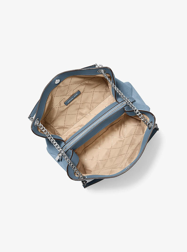 Michael Kors Christina Medium Suede Messenger Bag Denim