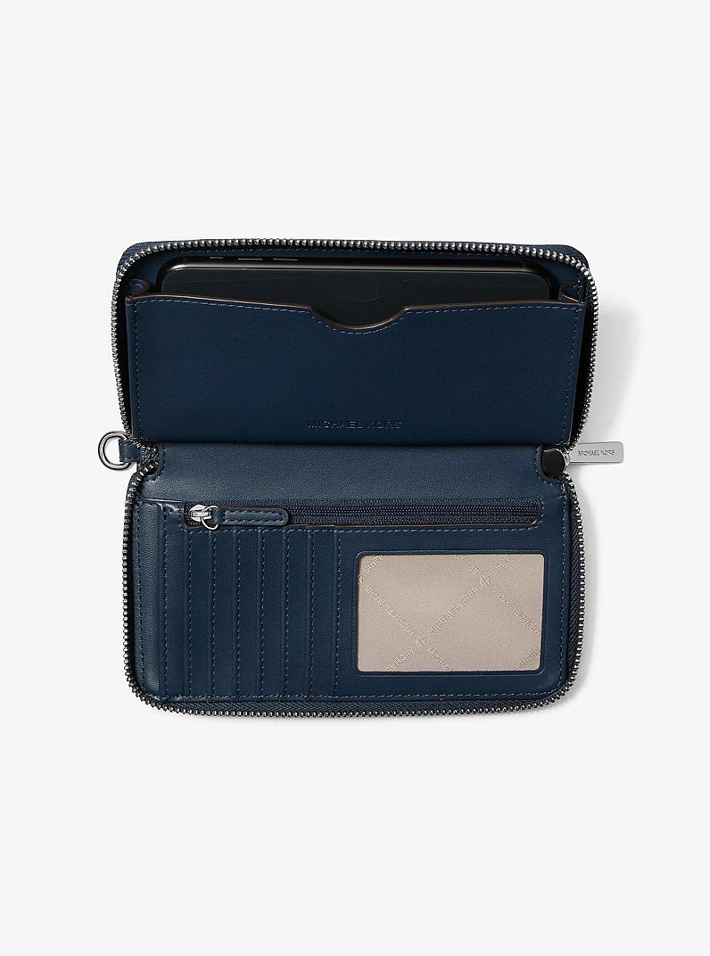 Michael Kors Jet Set Travel Large Striped Signature Logo Smartphone Wallet Navy