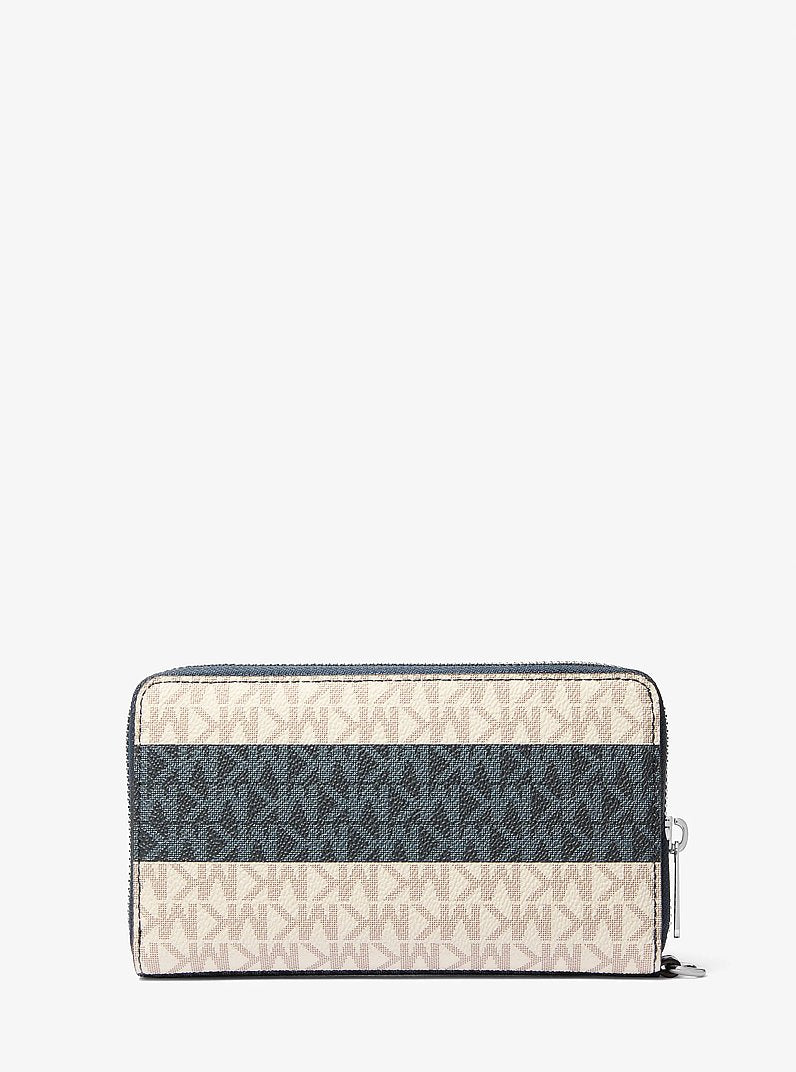 Michael Kors Jet Set Travel Large Striped Signature Logo Smartphone Wallet Navy
