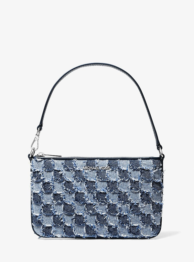 Michael Kors Jet Set Travel Small Patchwork Denim Convertible Wristlet Washed Denim