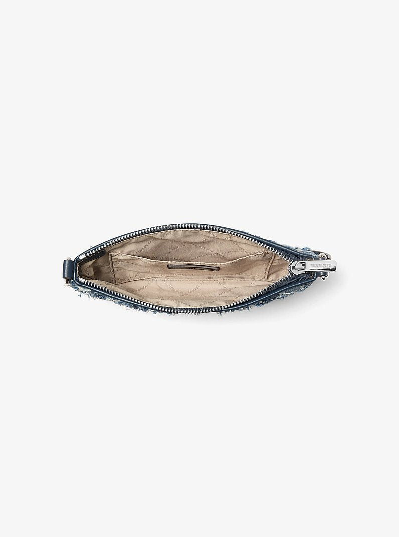 Michael Kors Jet Set Travel Small Patchwork Denim Convertible Wristlet Washed Denim