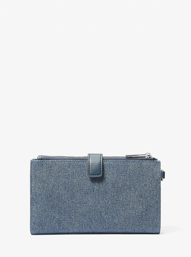 Michael Kors Jet Set Travel Embellished Denim Wristlet Washed Denim