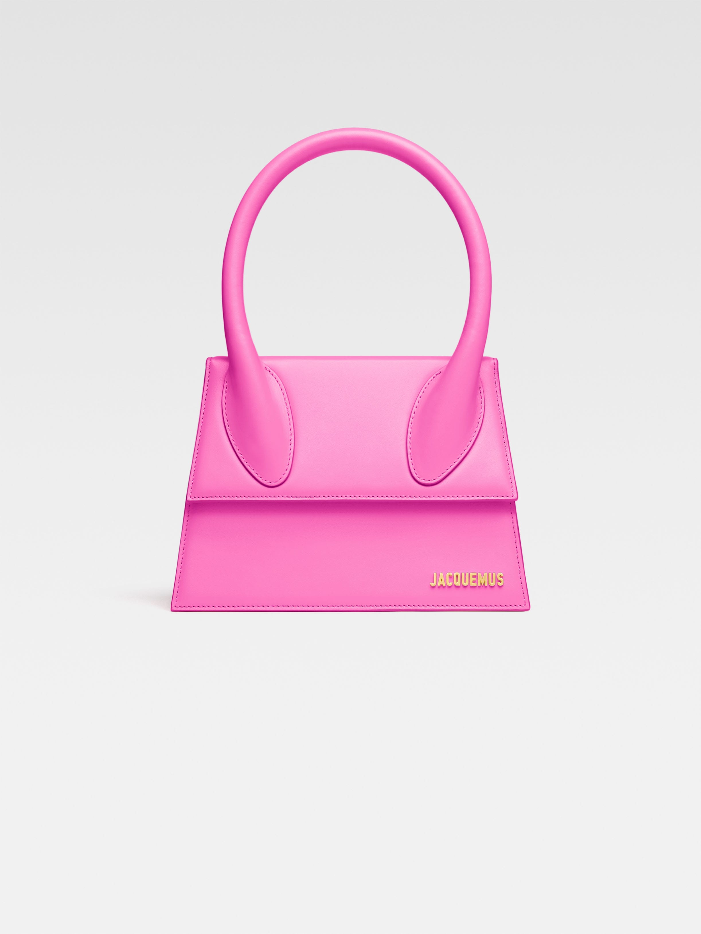 Jacquemus The Large Chiquito Smooth Leather Structured Bag Neon Pink