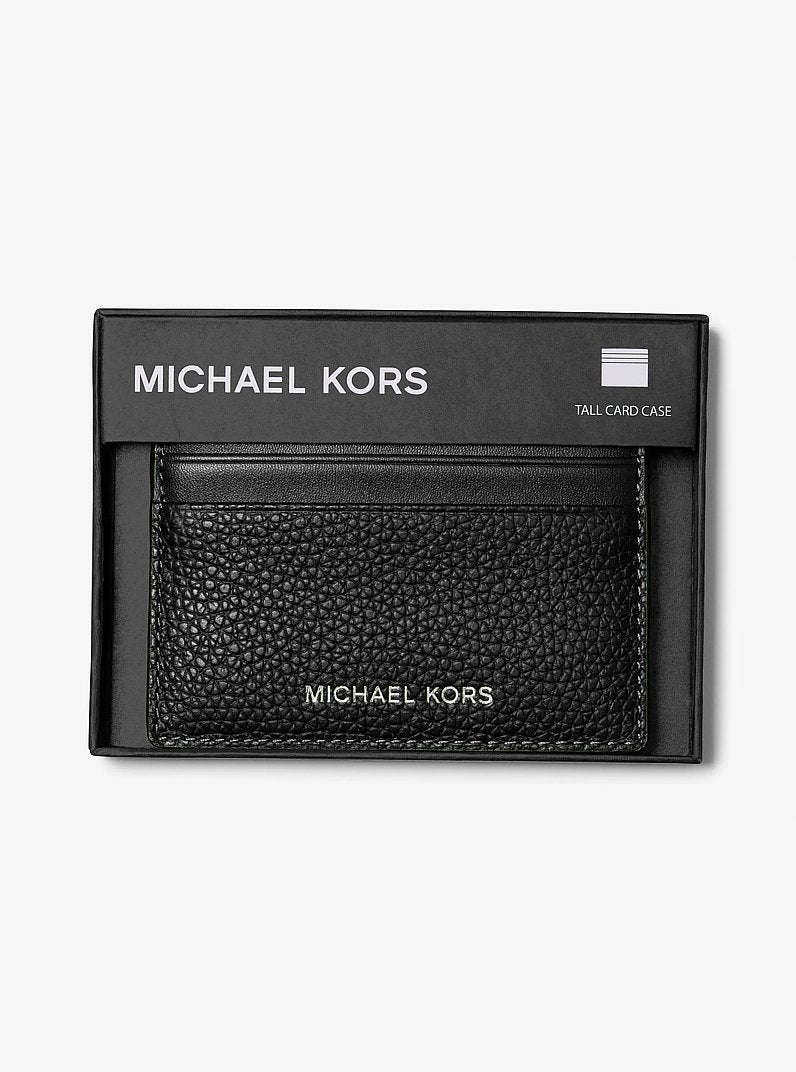 Michael Kors Cooper Pebbled Leather Tall Card Case Black