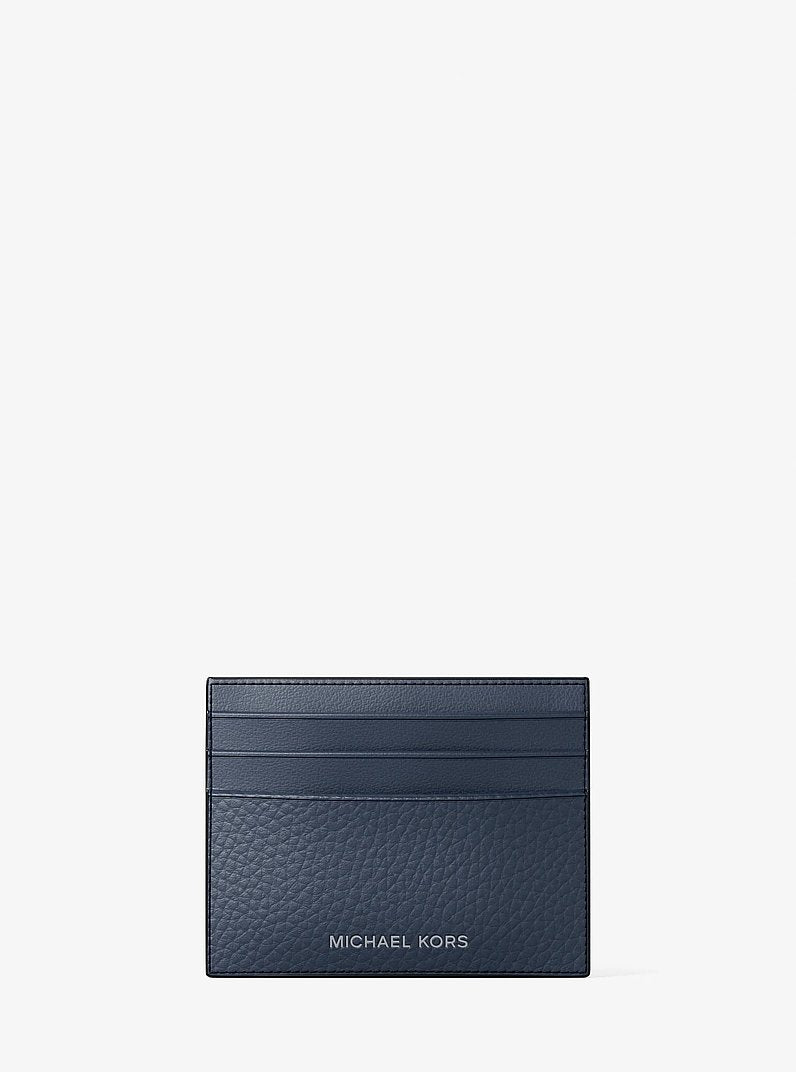 Michael Kors Cooper Pebbled Leather Card Case Navy