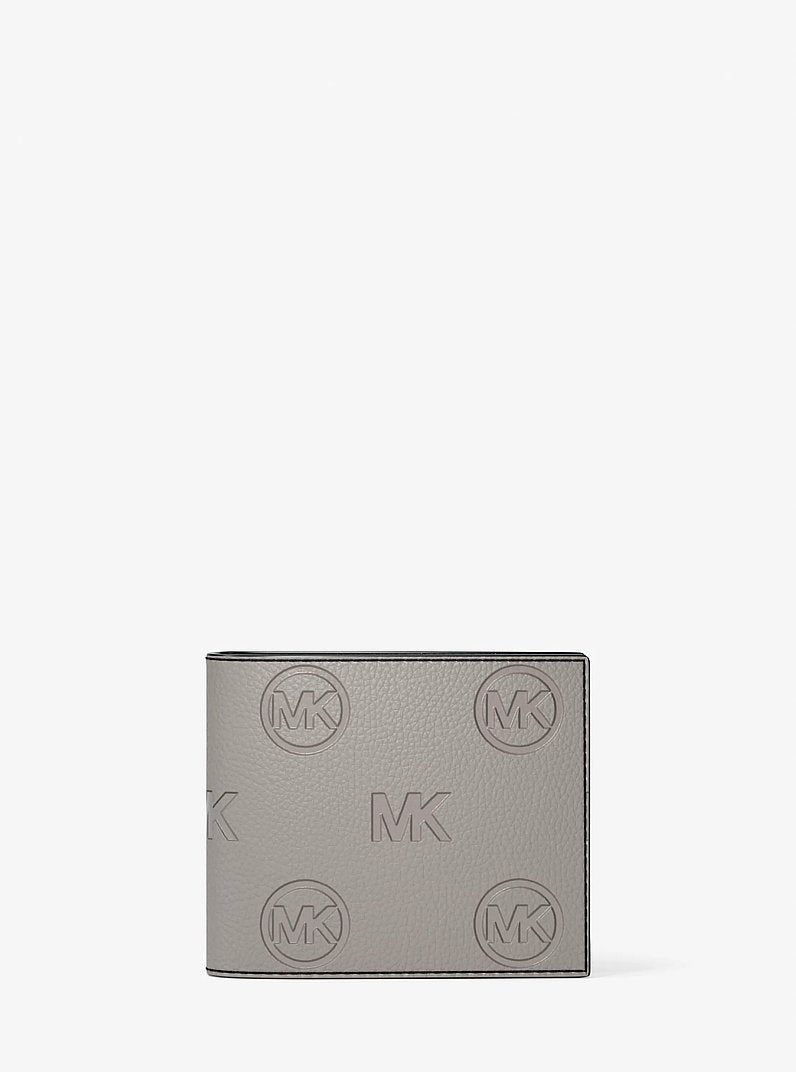Michael Kors Cooper Logo Debossed Billfold Wallet With Passcase Pearl Grey