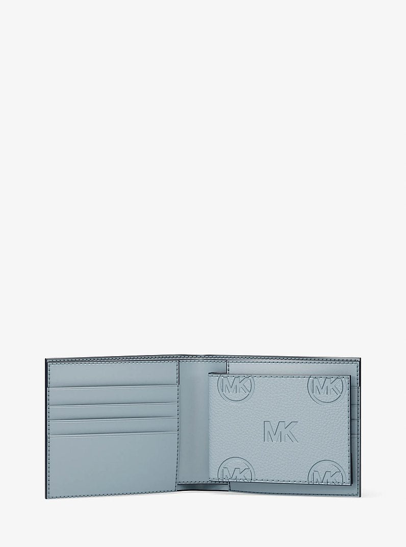 Michael Kors Cooper Logo Debossed Billfold Wallet With Passcase Pale Ocean