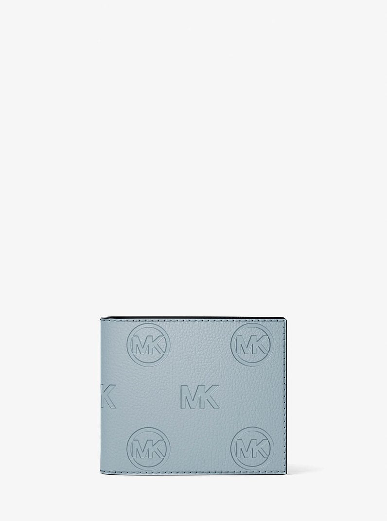 Michael Kors Cooper Logo Debossed Billfold Wallet With Passcase Pale Ocean