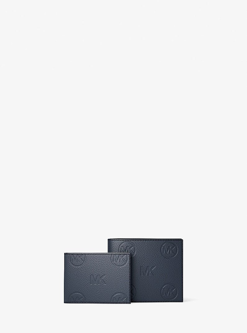 Michael Kors Cooper Logo Debossed Billfold Wallet With Passcase Navy