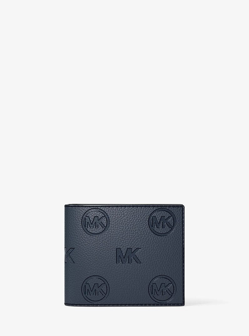 Michael Kors Cooper Logo Debossed Billfold Wallet With Passcase Navy