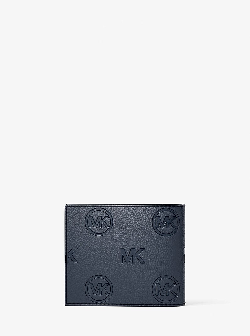 Michael Kors Cooper Logo Debossed Billfold Wallet With Passcase Navy