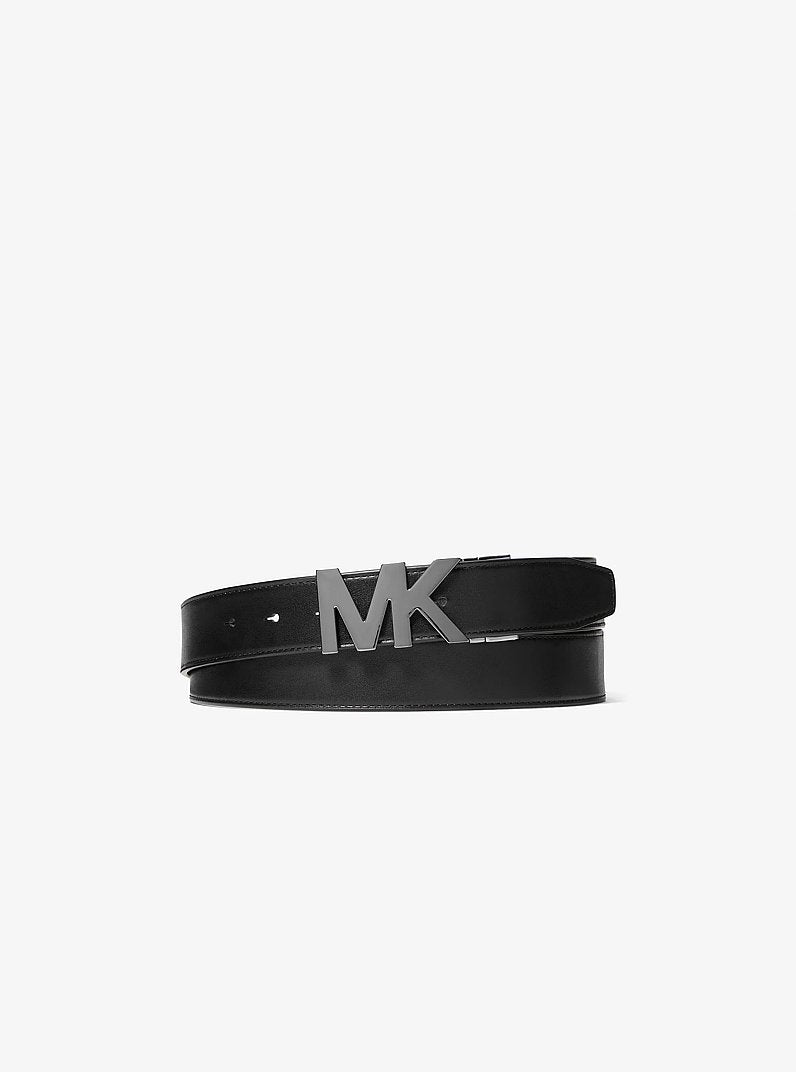 Michael Kors Signature Logo Tri-Fold Card Case and Belt Gift Set Brown-Blk