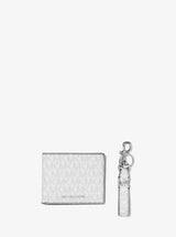 Michael Kors Logo Wallet and Key Chain Gift Set Bright Wht