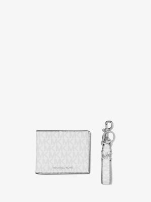 Michael Kors Logo Wallet and Key Chain Gift Set Bright Wht