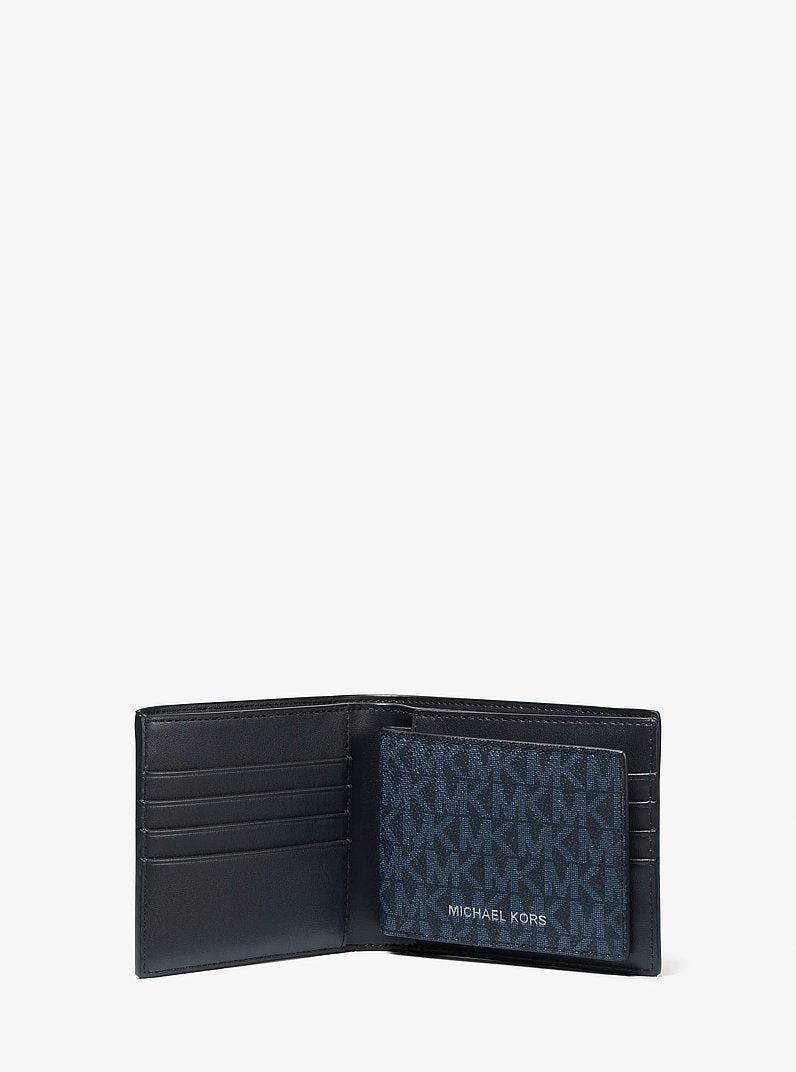 Michael Kors Cooper Logo Billfold Wallet With Passcase Admrl-Plblue