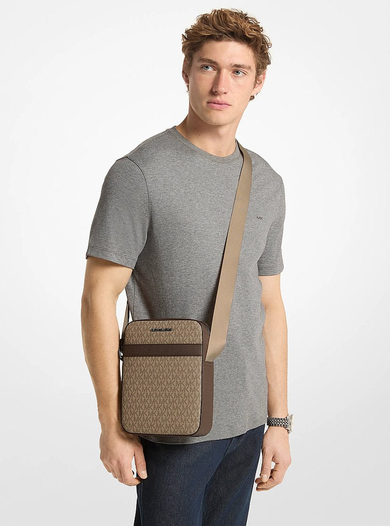 Michael Kors Cooper Signature Logo Flight Bag Camel
