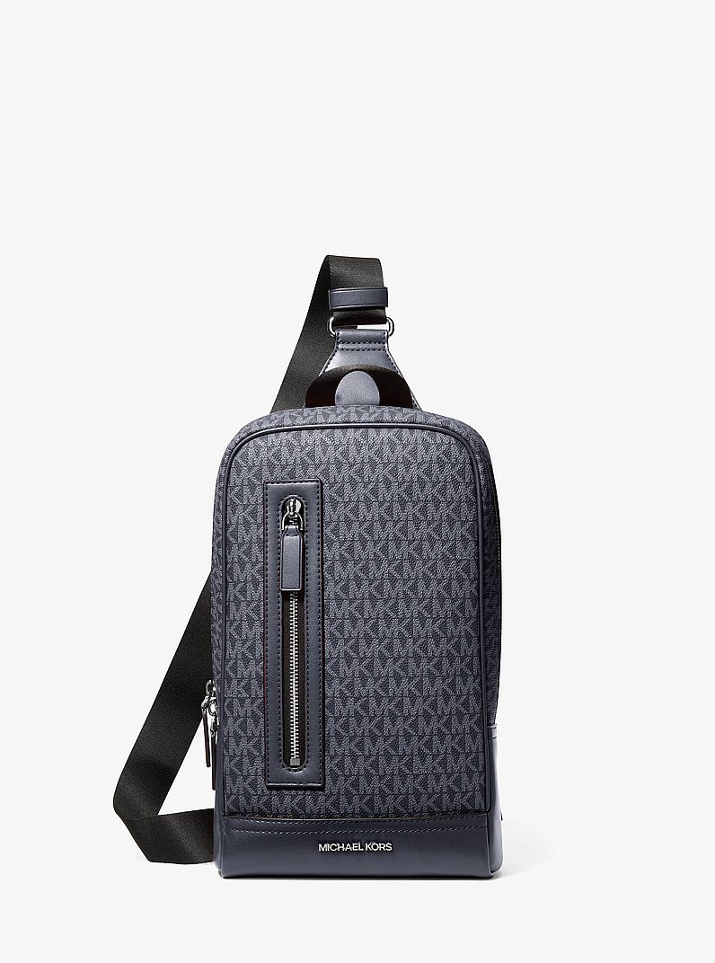 Michael Kors Cooper Signature Logo Sling Pack Admrl-Plblue