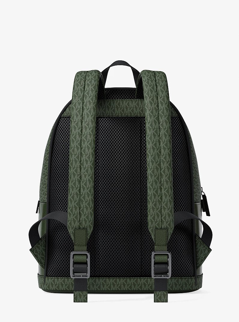 Michael Kors Cooper Medium Pebbled Leather and Signature Logo Commuter Backpack Moss