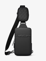 Michael Kors Cooper Medium Pebbled Leather and Signature Logo Sling Pack with Pouch Black