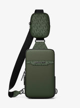 Michael Kors Cooper Medium Pebbled Leather and Signature Logo Sling Pack with Pouch Moss