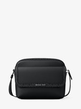 Michael Kors Cooper Medium Pebbled Leather and Signature Logo Camera Crossbody Bag Black