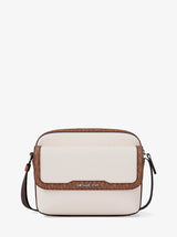 Michael Kors Cooper Medium Pebbled Leather and Signature Logo Camera Crossbody Bag Lt Crm-Lugg