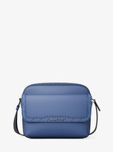 Michael Kors Cooper Medium Pebbled Leather and Signature Logo Camera Crossbody Bag Galaxy Blue