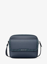 Michael Kors Cooper Medium Pebbled Leather and Signature Logo Camera Crossbody Bag Navy