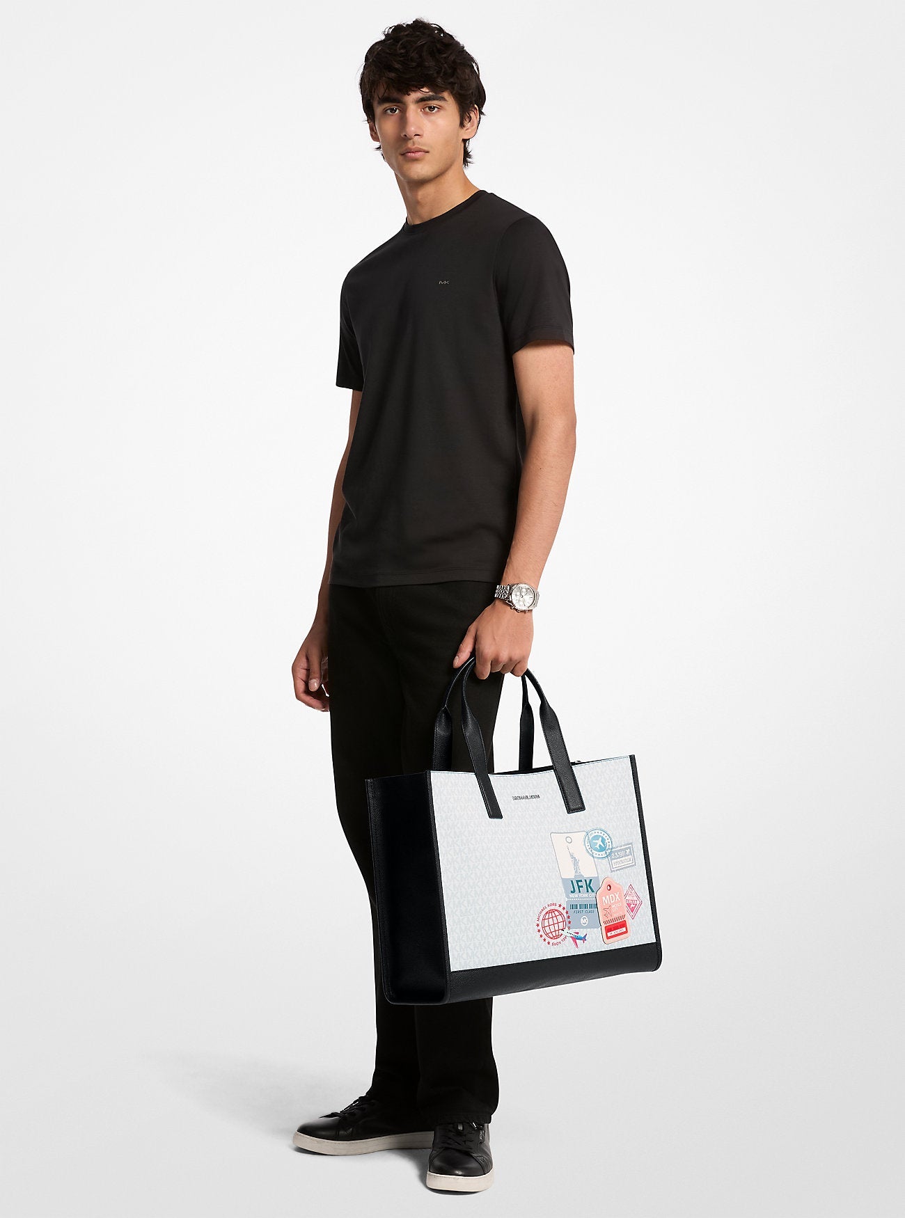 Cooper Medium Embellished Signature Logo Tote Bag Bright Wht Bright Wht