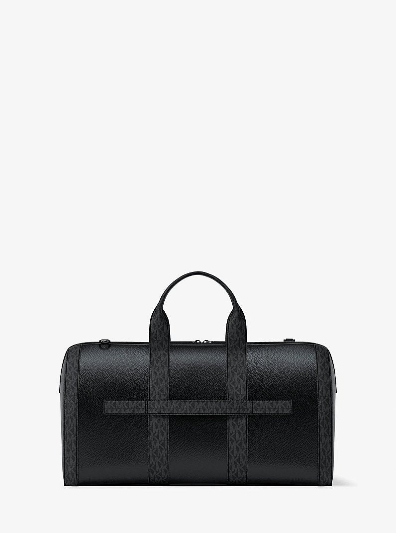 Michael Kors Cooper Pebbled Leather and Signature Logo Duffel Bag Black