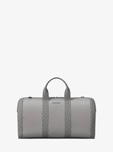 Michael Kors Cooper Pebbled Leather and Signature Logo Duffel Bag Pearl Grey