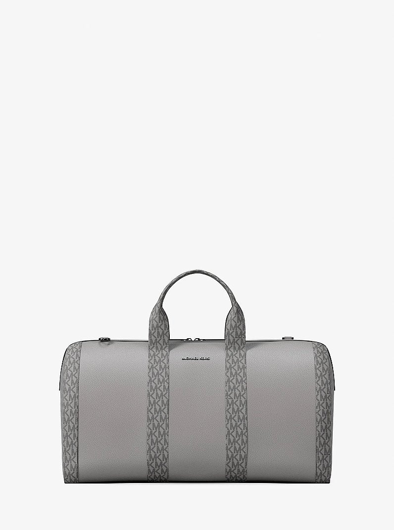 Michael Kors Cooper Pebbled Leather and Signature Logo Duffel Bag Pearl Grey