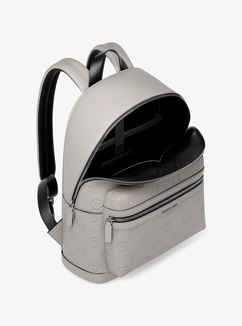 Michael Kors Cooper Medium Logo Debossed Dome Backpack Pearl Grey