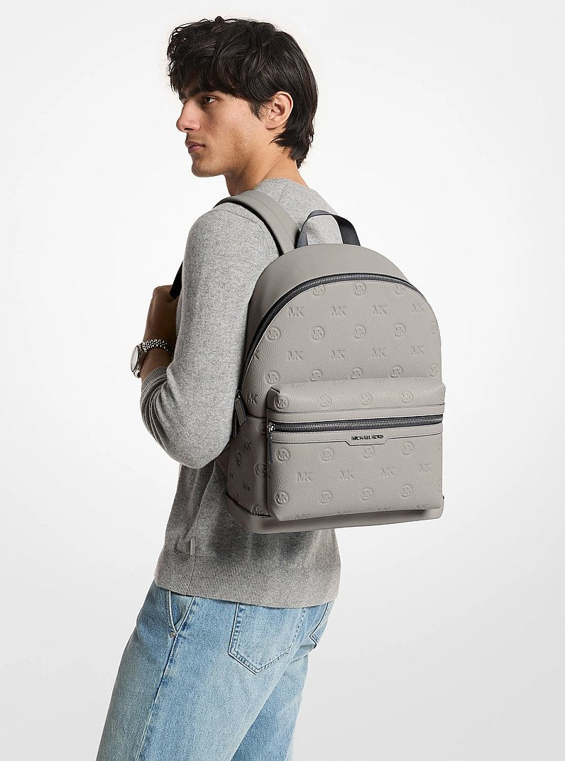 Michael Kors Cooper Medium Logo Debossed Dome Backpack Pearl Grey