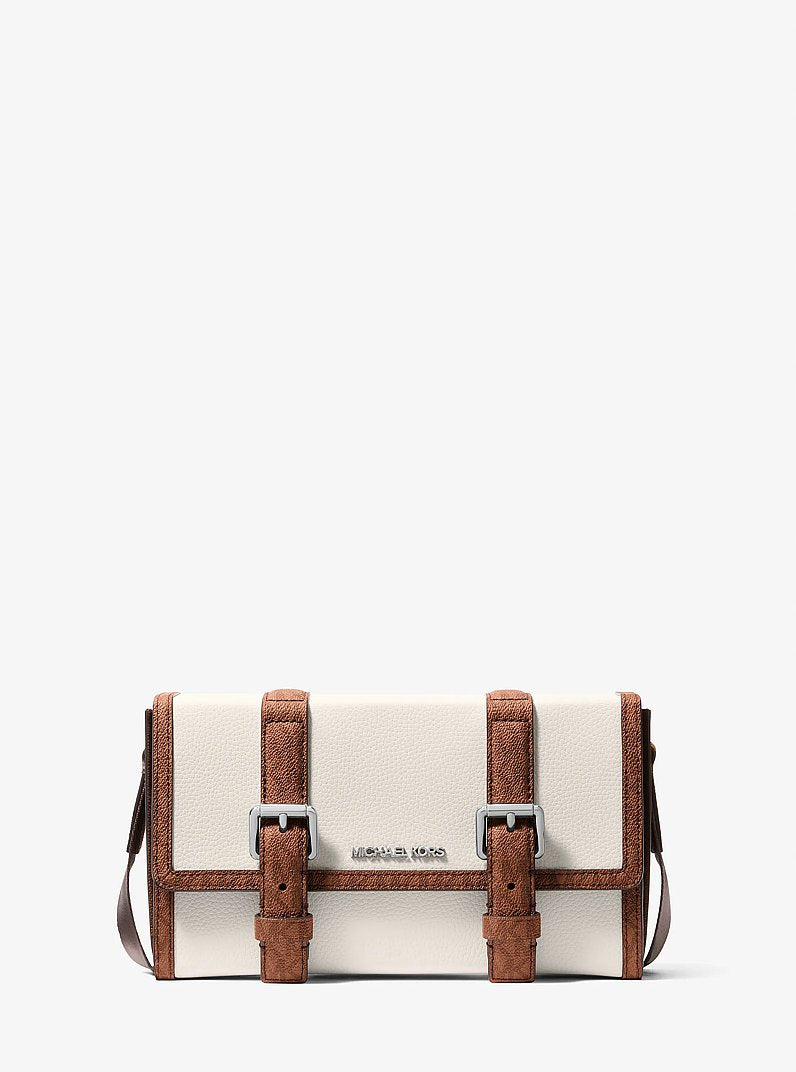 Michael Kors Cooper Pebbled Leather and Signature Logo Trunk Crossbody Bag Lt Crm-Lugg