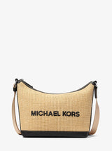 Michael Kors Cooper Medium Crocheted Crescent Crossbody Bag Natural