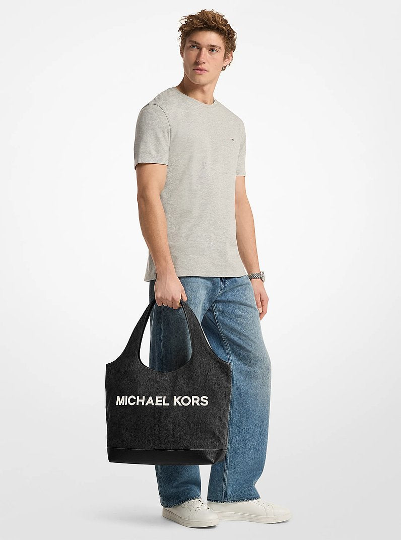 Michael Kors Cooper Medium Denim Tote Bag Black Wash