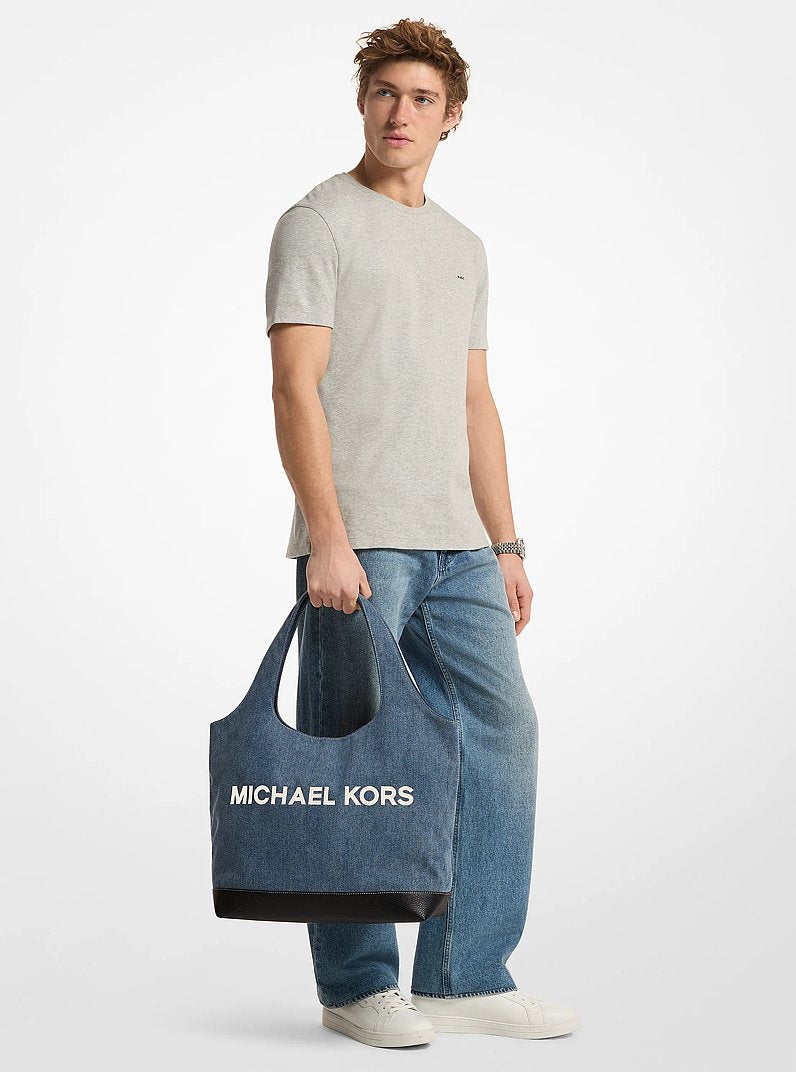 Michael Kors Cooper Medium Denim Tote Bag Dk Vt Bluwsh