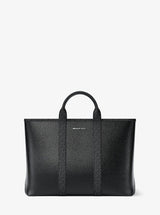 Michael Kors Cooper Medium Pebbled Leather and Signature Logo Tote Bag Black