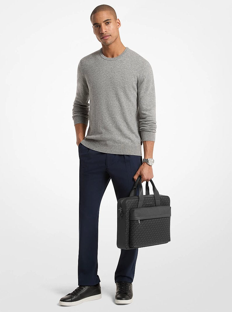 Michael Kors Pacey Medium Signature Logo Pocket Briefcase Black