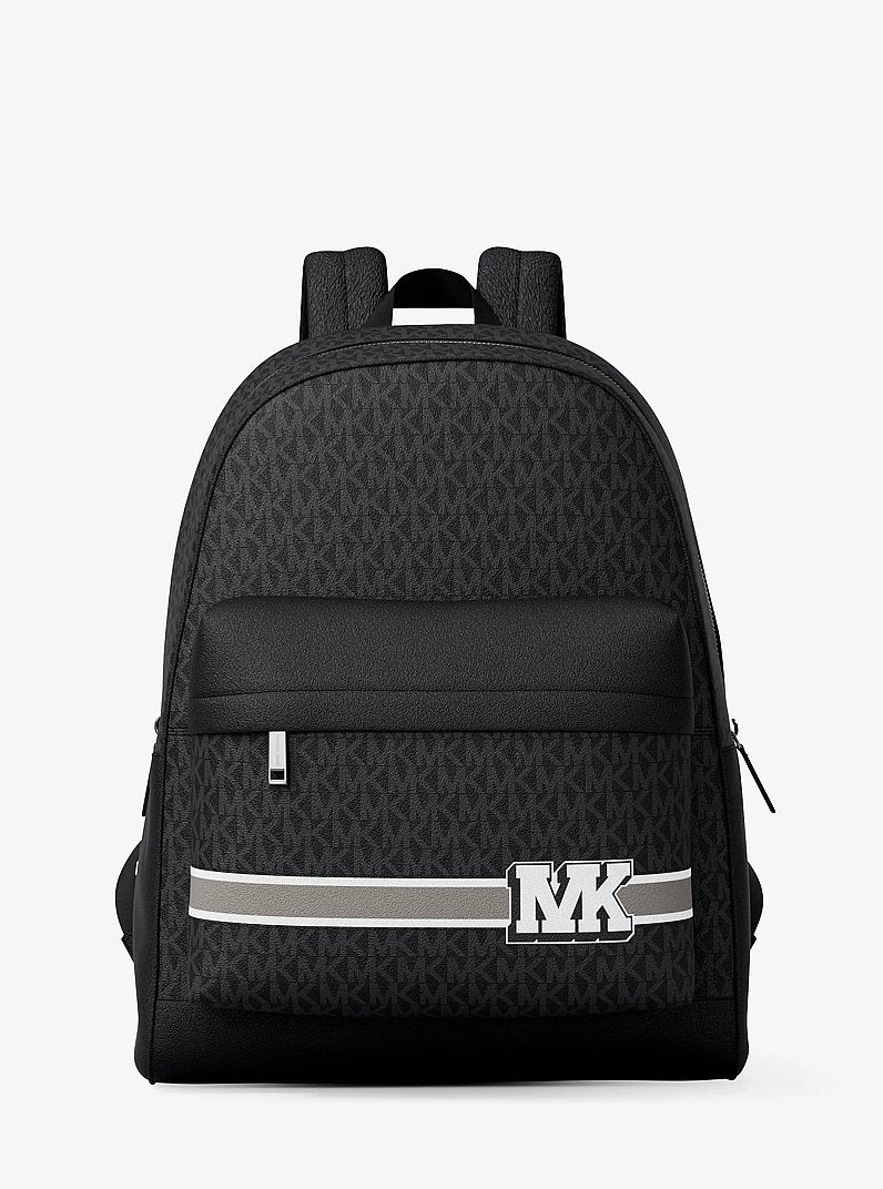Michael Kors Pacey Embellished Striped Signature Logo Backpack Black Combo