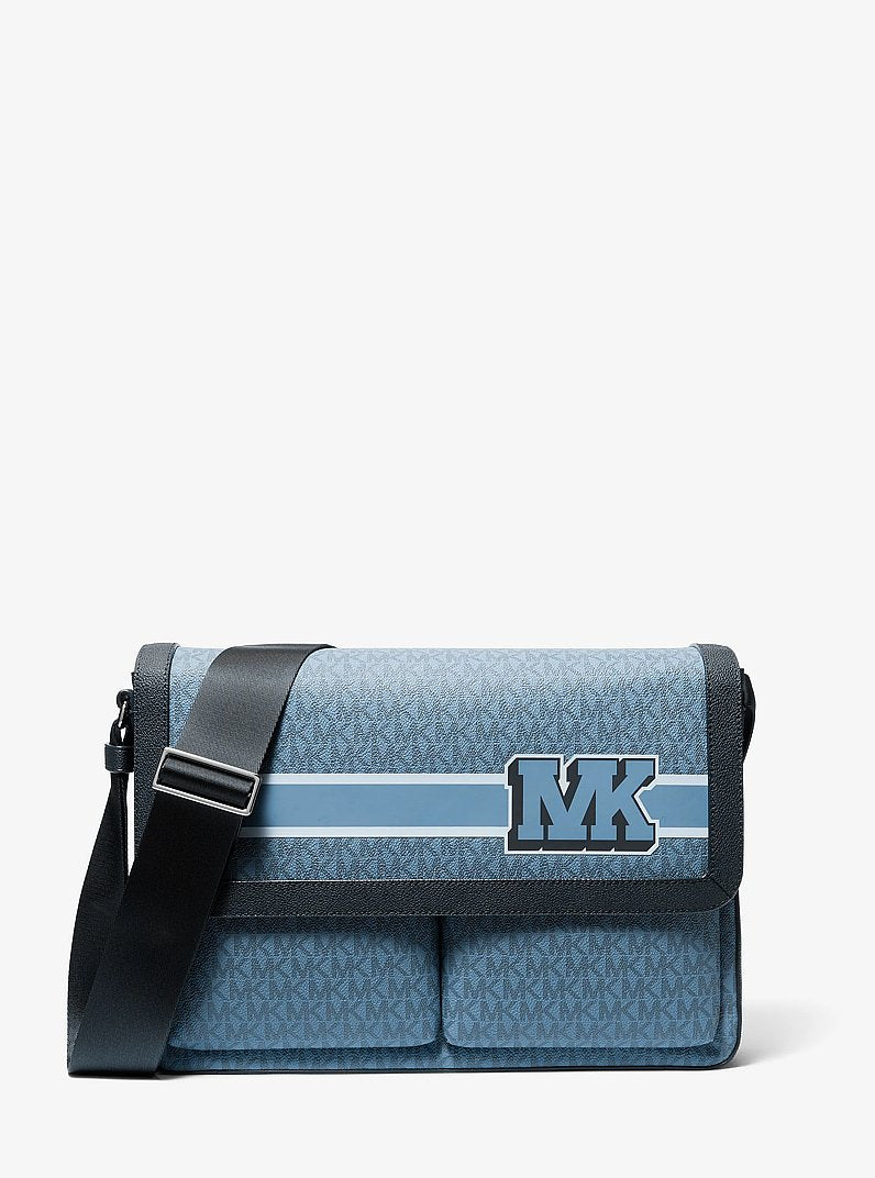 Michael Kors Pacey Embellished Signature Logo Messenger Bag Denim
