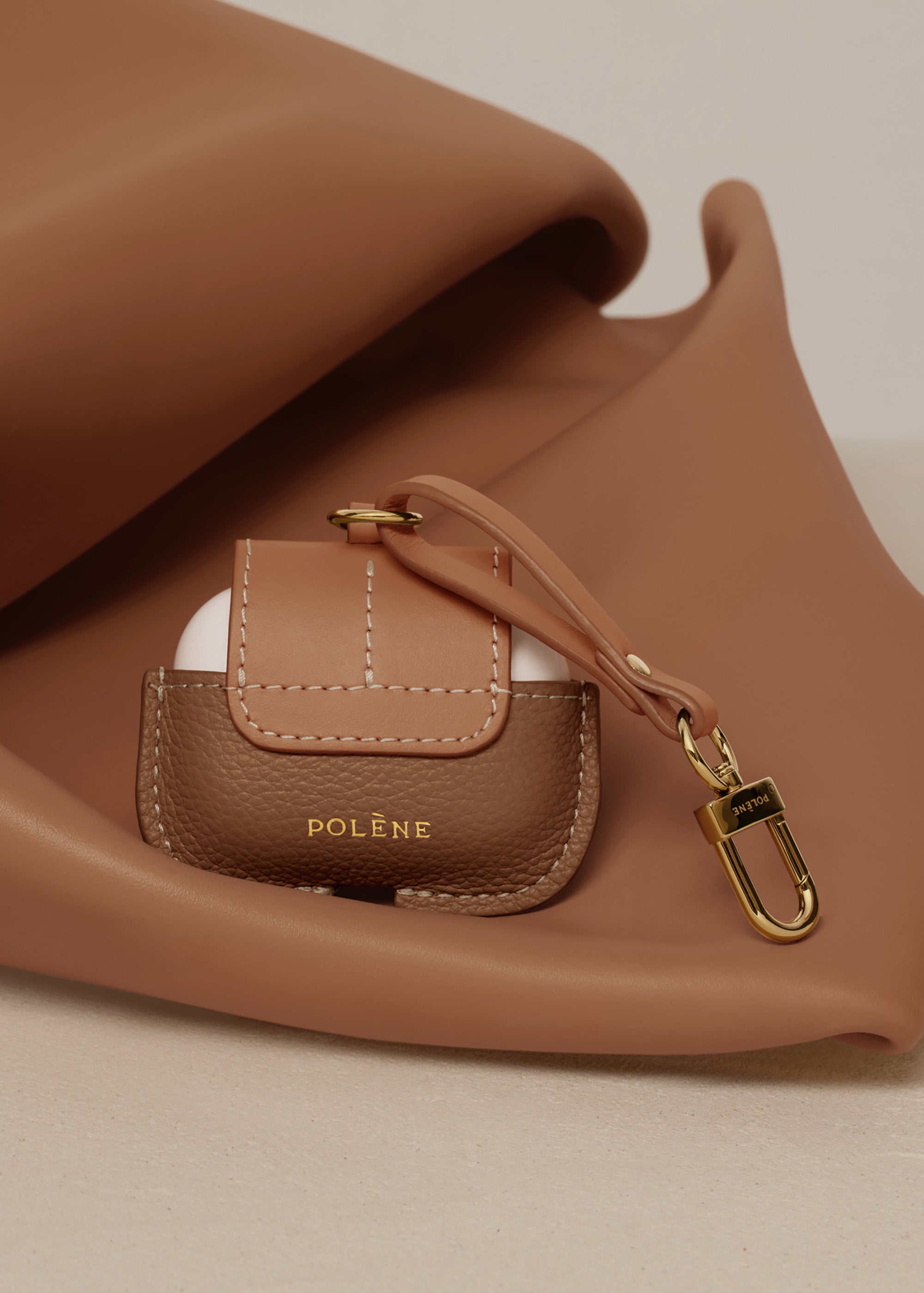 Polene Airpods case Duo Camel